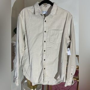 NWT Old Navy L long sleeve, corduroy button-down collar shirt front pocket men’s